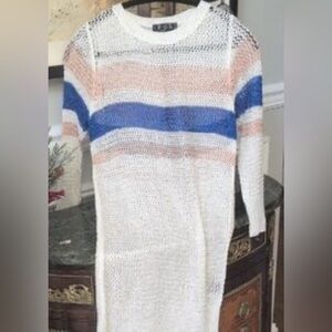 Striped POL Knit Sweater Blue, Pink, White New without tags Sz L Summer/stretch